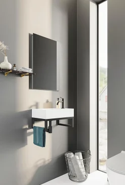 Lave-mains blanc mat avec support noir - CAMDEM PACK - Lave-mains blanc avec support