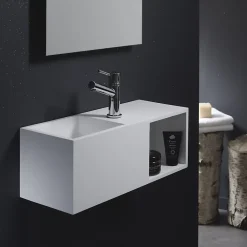 Lave-mains en solid surface Arezzo 54x20 cm avec espace de rangement