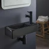 Lave-mains gain de place noir mat à suspendre 37 x 15 cm - robinet à droite - Longine