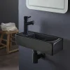Lave-mains gain de place noir mat à suspendre 37 x 15 cm - robinet à gauche - Longine