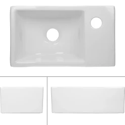 Lave-mains lavabo vasque salle de bain ceramique rectangulaire blanc 350x205mm
