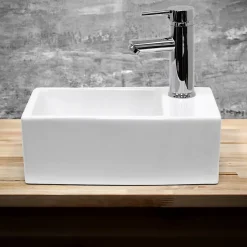 Lave-mains lavabo vasque salle de bain ceramique rectangulaire blanc 350x205mm