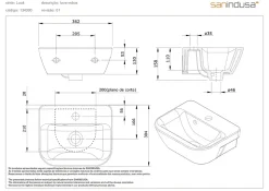 Lave-mains mural céramique traditionnelle SANINDUSA Look 36x30 blanc (robinet et vidage non inclus)