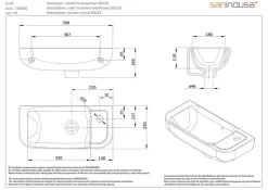 Lave-mains porcelaine vitrifiée SANINDUSA mural 50x23 Look blanc