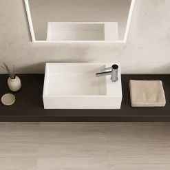 Lave-mains salle de bain suspendu 35 cm en Solide surface - Manita D