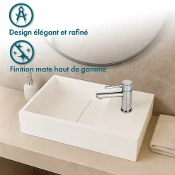 Lave-mains salle de bain suspendu 35 cm en Solide surface - Manita D