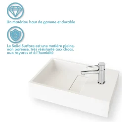 Lave-mains salle de bain suspendu 35 cm en Solide surface - Manita D