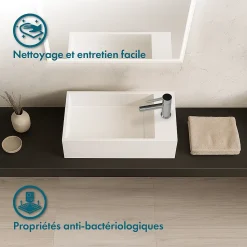 Lave-mains salle de bain suspendu 35 cm en Solide surface - Manita D