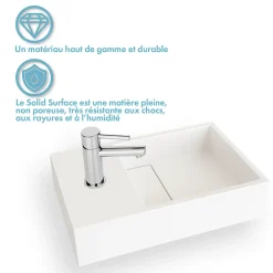Lave-mains salle de bain suspendu 35 cm en Solide surface - Manita G