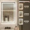 LED Miroir Lumineux Tricolore + Anti-buée 80x60cm Salle de Bain Dimmable,Tactile Miroir de salle de bains LED
