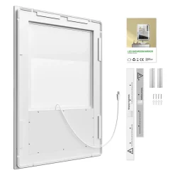 LED Miroir Lumineux Tricolore + Anti-buée 80x60cm Salle de Bain Dimmable,Tactile Miroir de salle de bains LED