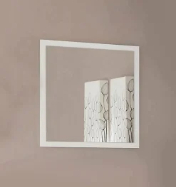 Lelia Mirror, Miroir de salle de bain, 100% Made in Italy, 60x2h60 cm, Blanc brillant