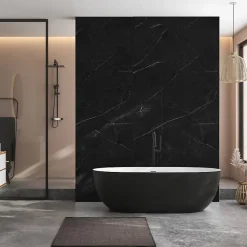 Lot de 8 Dalles Murales Douche SPC/PVC Décor Marbre Noir satiné - 38,9x77,8cm - 2,42M²
