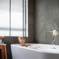 Lot de 4 Dalles Murales Douche SPC/PVC Décor effet Pierre Gris - 59,2x118,4cm - 2,8M²