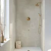 Lot de 8 Dalles Murales Douche SPC/PVC Décor effet Pierre Beige - 38,9x77,8cm - 2,42M²
