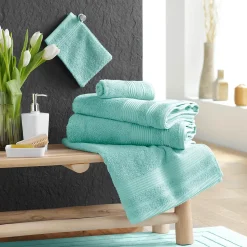 Lot de 2 gants de toilette 15 x 21 cm Tendresse vert celadon