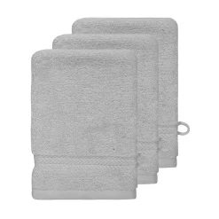 Lot de 3 gants de toilette 550 g/m² Gris Perle 16x22 cm LUXURY