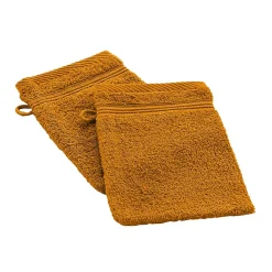 Lot de 2 gants de toilette 15 x 21 cm Tendresse curry