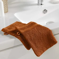 Lot de 2 gants de toilette 15 x 21 cm Tendresse caramel
