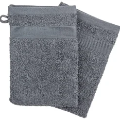 Lot de 2 gants de toilette - coton 450 gr/m² - gris anthracite 15x21 cm - Atmosphera