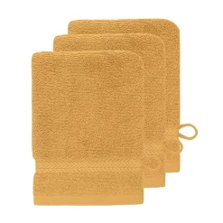 Lot de 3 gants de toilette 550 g/m² Caramel 16x22 cm LUXURY