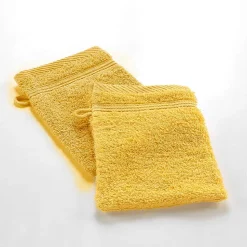 Lot de 2 gants de toilette 15 x 21 cm Tendresse jaune