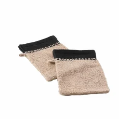 Lot de 2 gants de toilette 15 x 21 cm Majestic sable