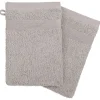 Lot de 2 gants de toilette - coton 450 gr/m² - gris taupe 15x21 cm - Atmosphera