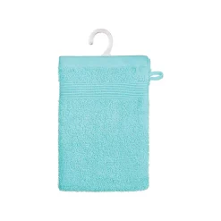 Lot de 2 gants de toilette - coton 450 gr/m² - bleu aqua 15x21 cm - Atmosphera