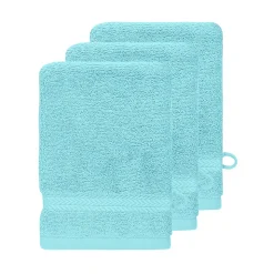 Lot de 3 gants de toilette 550 g/m² Bleu Turquoise 16x22 cm LUXURY