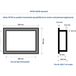 Lot de 2 niches à carreler étanches - formats intérieurs 50 x 40 cm - 9 cm de profondeur