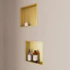 Lot de 2 Niches de Douche Or Satiné - 30x30 cm - Rangement Mural Salle de Bain - NOOK