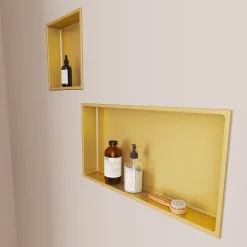 Lot de 2 Niches de Douche Or Satiné - 30x30 cm - Rangement Mural Salle de Bain - NOOK