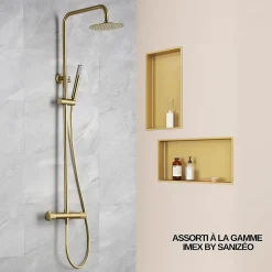 Lot de 2 Niches de Douche Or Satiné - 30x30 cm - Rangement Mural Salle de Bain - NOOK