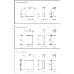 Lot de 2 niches de douche à carreler - formats intérieurs 40 x 20 cm - 9 cm de profondeur