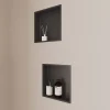 Lot de 2 Niches de Douche Noir Satiné - 30x30 cm - Rangement Mural Salle de Bain - NOOK