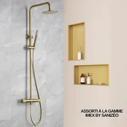 Lot de 2 Niches de Douche Or Satiné - 30x60 cm - Rangement Mural Salle de Bain - NOOK