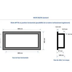 Lot de 2 niches de douche à carreler - formats intérieurs 40 x 40 cm - 9 cm de profondeur