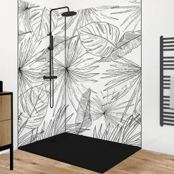 Lot de 2 panneaux de douche en aluminium (90x220 & 120x220 cm) + profilés noir - Lamnar - Noir