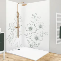 Lot de 2 panneaux de douche en aluminium (90x220 & 120x220 cm) + profilés blanc - Charme - Vert