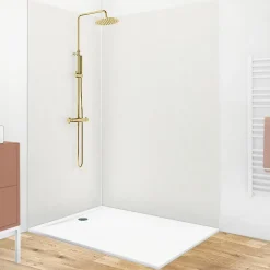 Lot de 2 panneaux de douche en PVC (90x220 & 120x220 cm) + profilés blanc - Pierre Claire - Gris