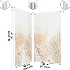 Lot de 2 panneaux de douche en PVC (90x220 & 120x220 cm) + profilés blanc - Motif végétal - Beige - Gaïa