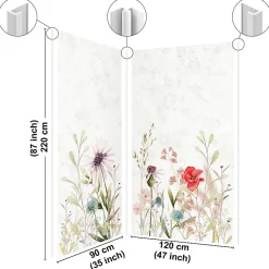 Lot de 2 panneaux de douche en aluminium (90x220 & 120x220 cm) + profilés blanc - Herbier - Multicouleurs