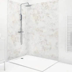 Lot de 2 panneaux de douche en aluminium (90x220 & 120x220 cm) + profilés blanc - New Trashwall - Marron