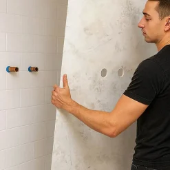Lot de 2 panneaux de douche en aluminium (90x220 & 120x220 cm) + profilés blanc - New Trashwall - Marron