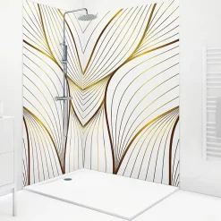 Lot de 2 panneaux de douche en aluminium (90x220 & 120x220 cm) + profilés blanc - Sotma - Blanc et doré