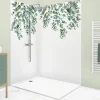 Lot de 2 panneaux de douche en aluminium (90x220 & 120x220 cm) + profilés blanc - Eucalyptus in Rain - Multicolore