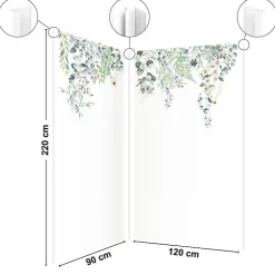 Lot de 2 panneaux de douche en aluminium (90x220 & 120x220 cm) + profilés blanc - Flowers in Rain - Multicolore