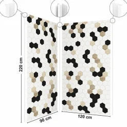 Lot de 2 panneaux de douche en aluminium (90x220 & 120x220 cm) + profilés blanc - Mix Hexa - Multicolore