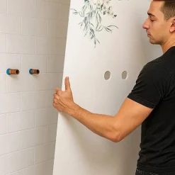 Lot de 2 panneaux de douche en PVC (90x220 & 120x220 cm) + profilés blanc - Flowers in Rain - Multicolore